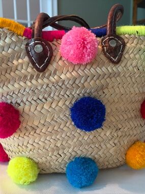 Soeur Du Marco Straw Pom-Pom Beach Bag